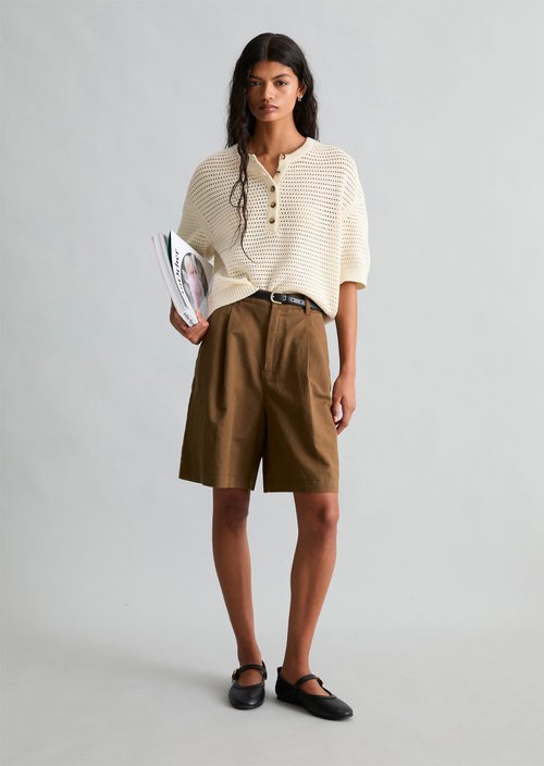 Pleated shorts regular — Umbra Brown