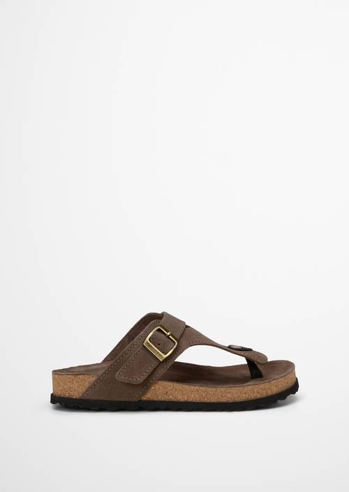 Thong mule model Quinn Faded Brown right shoe outer view