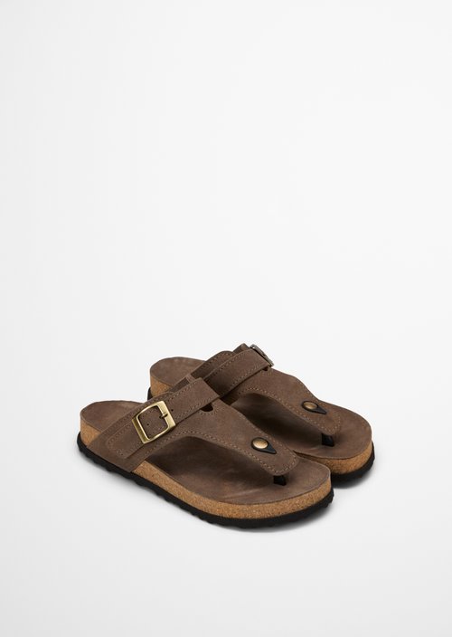 Thong mule model Quinn — Faded Brown