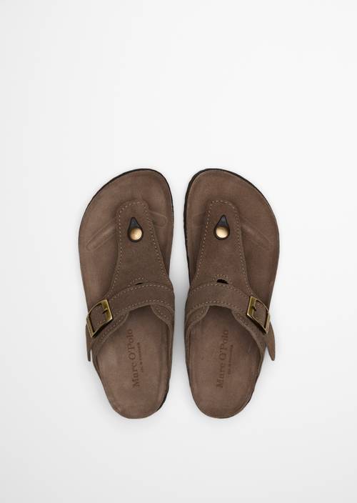 Thong mule model Quinn Faded Brown in top view