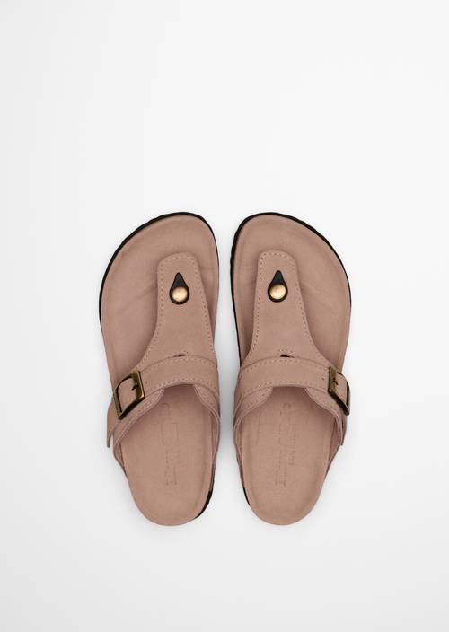 Thong mule model Quinn Nude in top view