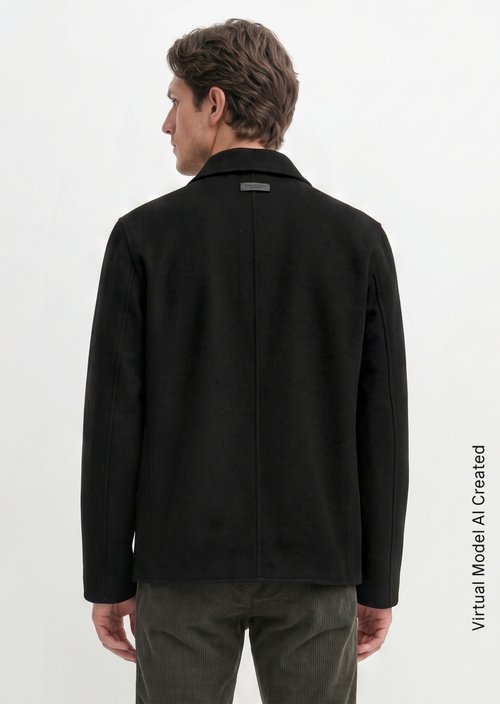 Regular-Fit Wool Jacket — Black