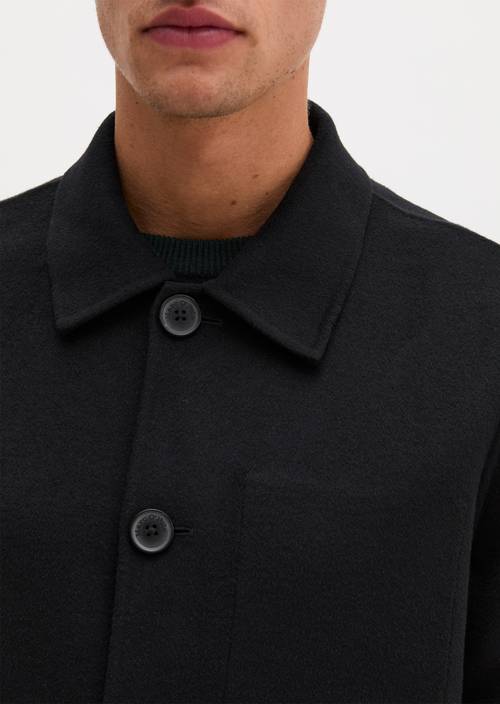 Regular-Fit Wool Jacket Black in detail view