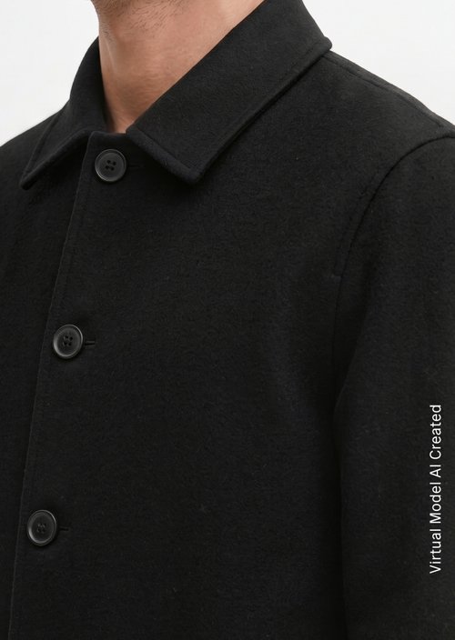 Regular-Fit Wool Jacket — Black