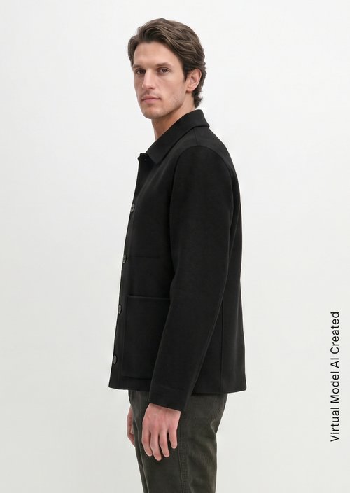 Regular-Fit Wool Jacket — Black