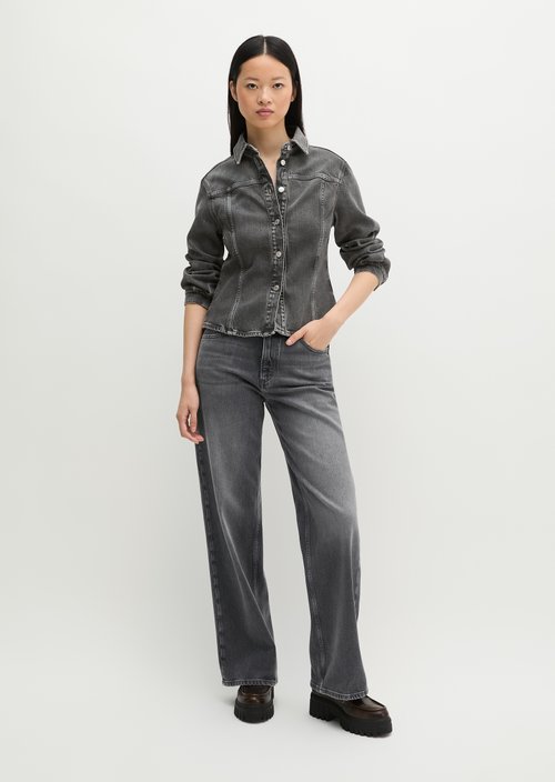 Shaped denim blouse — Dark Grey