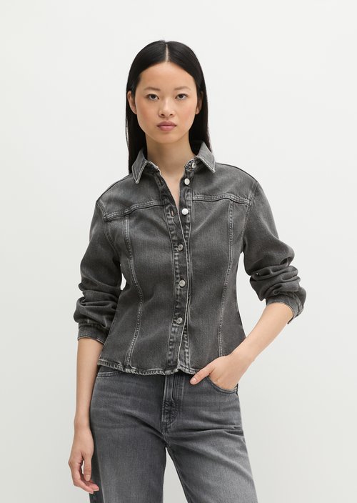 Shaped denim blouse — Dark Grey