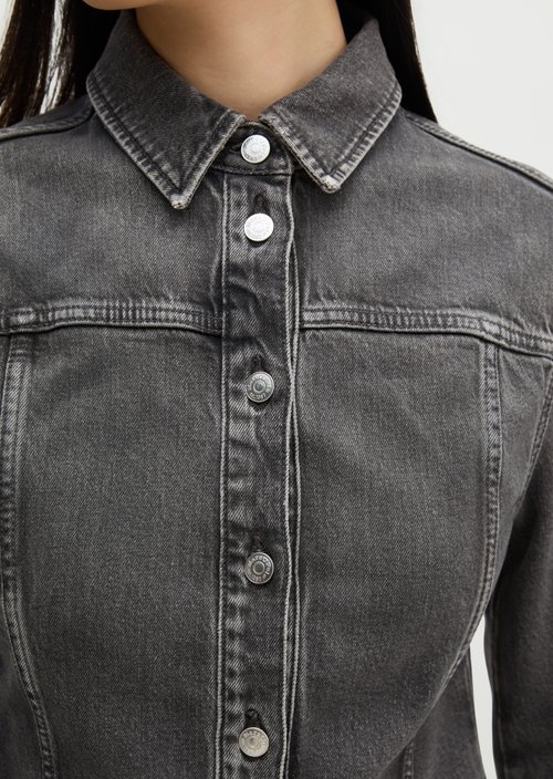 Shaped denim blouse — Dark Grey