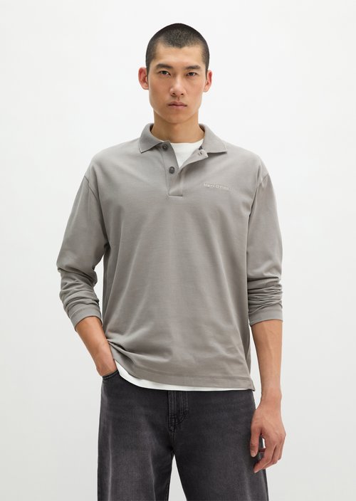 Long-sleeved polo shirt relaxed — Graphite Dust