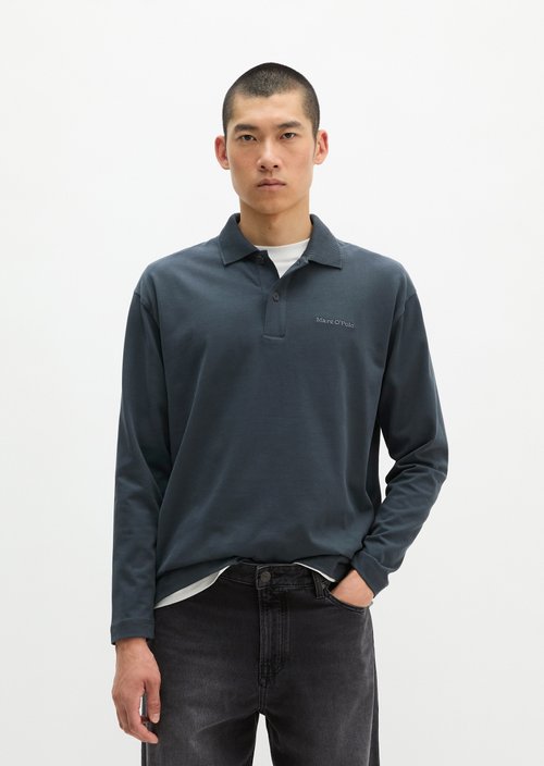 Long-sleeved polo shirt relaxed — Peppercorn Grey