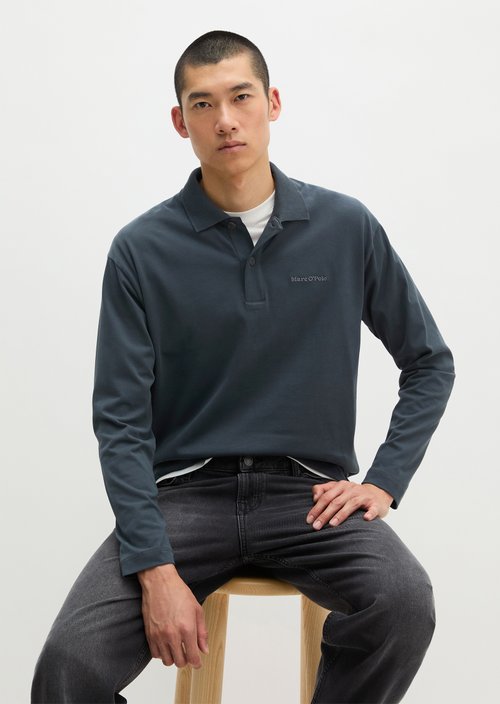Long-sleeved polo shirt relaxed — Peppercorn Grey