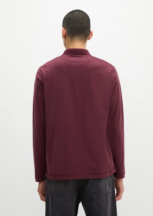 Long-sleeved polo shirt relaxed — Dark Burgundy