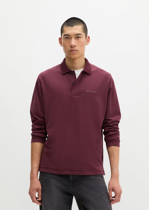 Long-sleeved polo shirt relaxed — Dark Burgundy