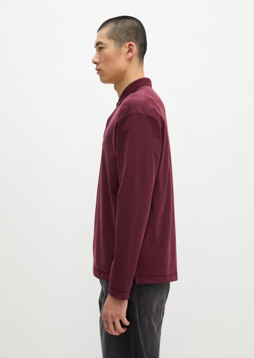 Long-sleeved polo shirt relaxed — Dark Burgundy