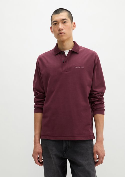 Long-sleeved polo shirt relaxed — Dark Burgundy