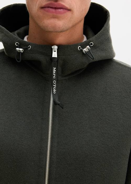 Regular-Fit Hooded Wool Jacket Wooden Earth in detail view