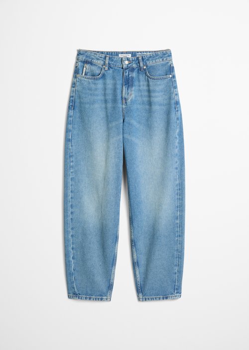 Stine Relaxed Barrel Cropped Jeans — Bright Blue