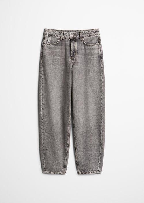 Stine Barrel Cropped Jeans — Medium Grey