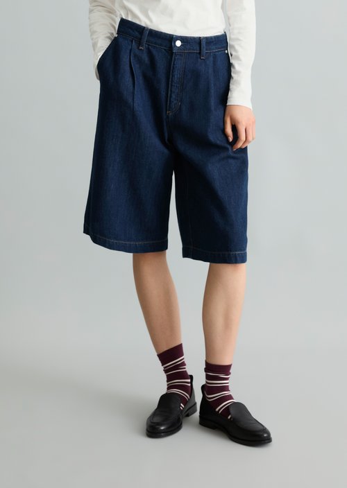 Wide Bermuda Shorts — Dark Blue