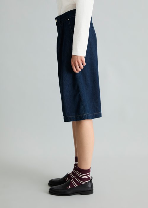 Wide Bermuda Shorts — Dark Blue