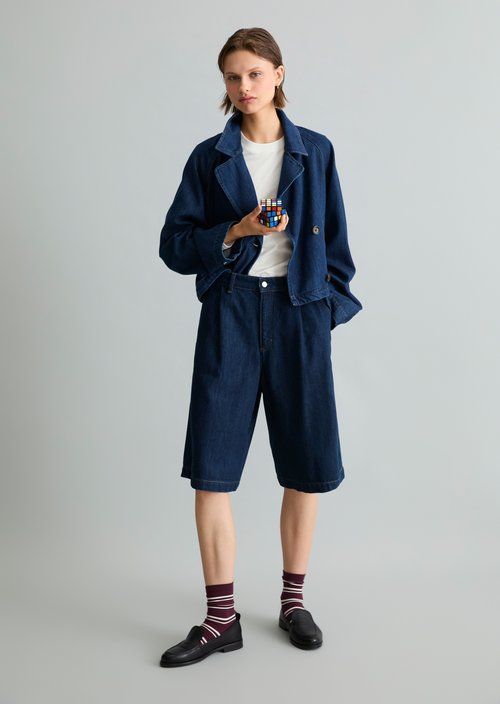 Wide Bermuda Shorts — Dark Blue