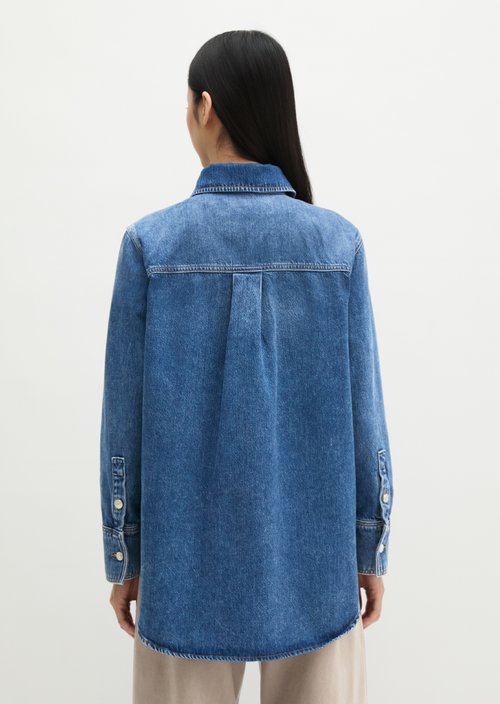 Relaxed-fit denim blouse — Medium Blue