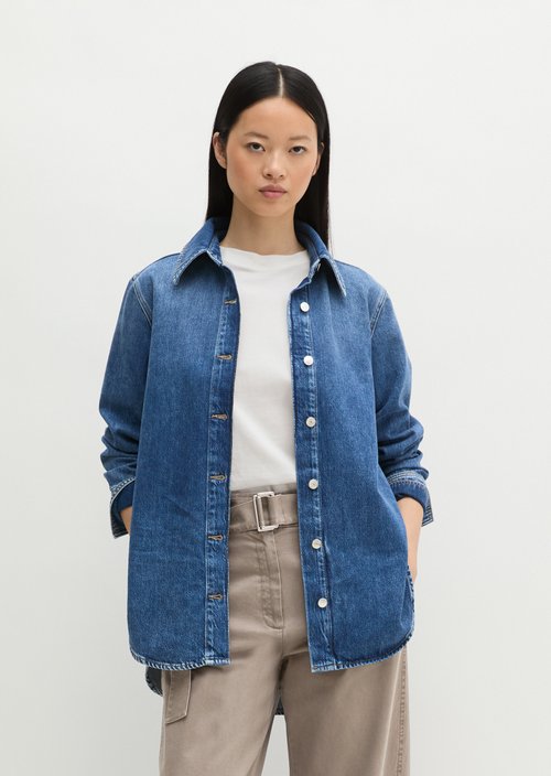 Relaxed-fit denim blouse — Medium Blue