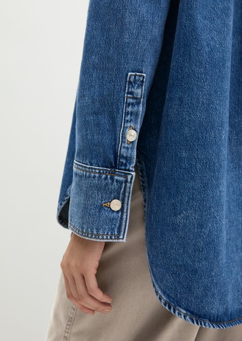 Relaxed-fit denim blouse — Medium Blue