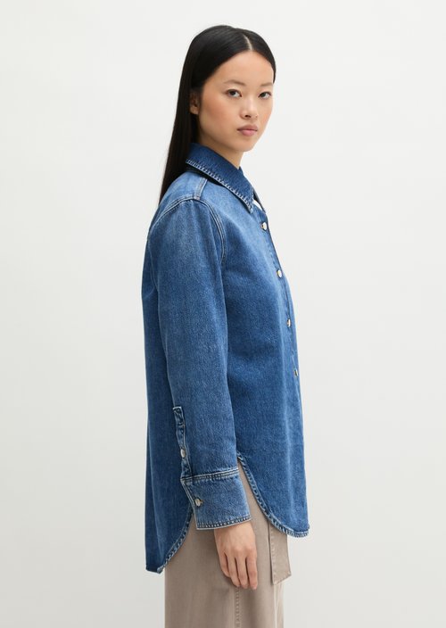 Relaxed-fit denim blouse — Medium Blue