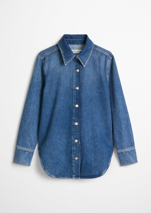 Relaxed-fit denim blouse — Medium Blue
