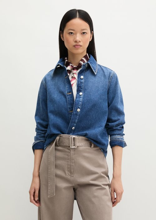 Relaxed-fit denim blouse — Medium Blue