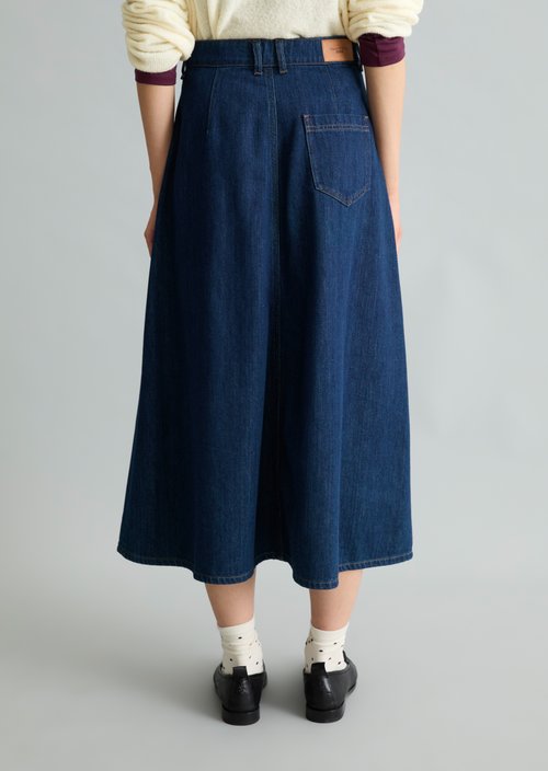 Flared denim skirt — Dark Blue (alternate view)