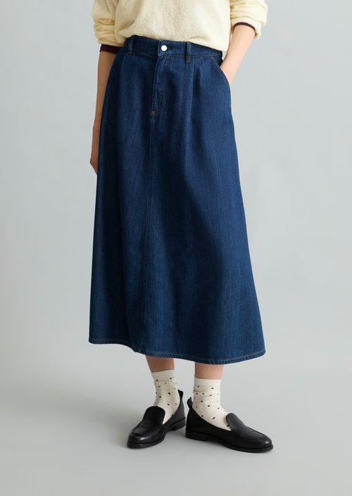 Flared denim skirt — Dark Blue