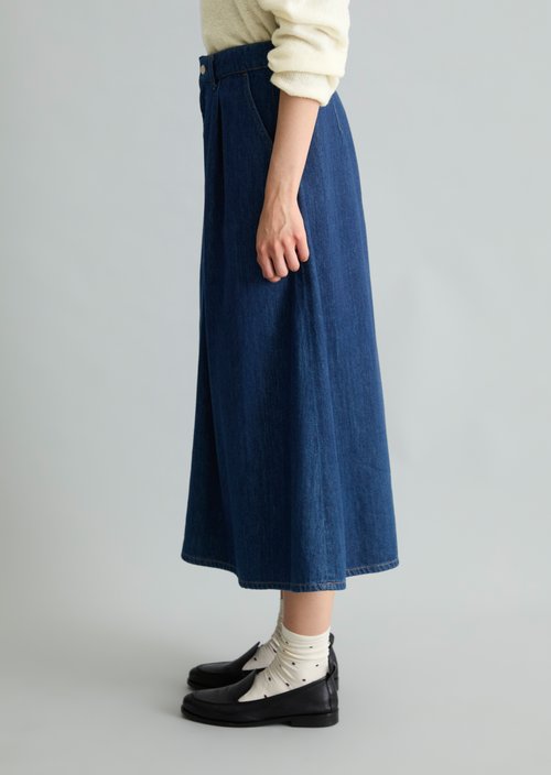 Flared denim skirt — Dark Blue