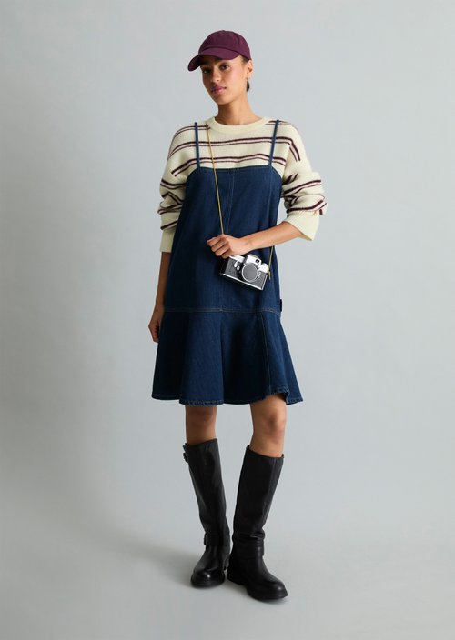Short denim dress, regular fit — Dark Blue
