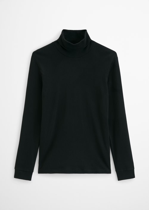 Turtleneck Long-Sleeve Shirt — Black