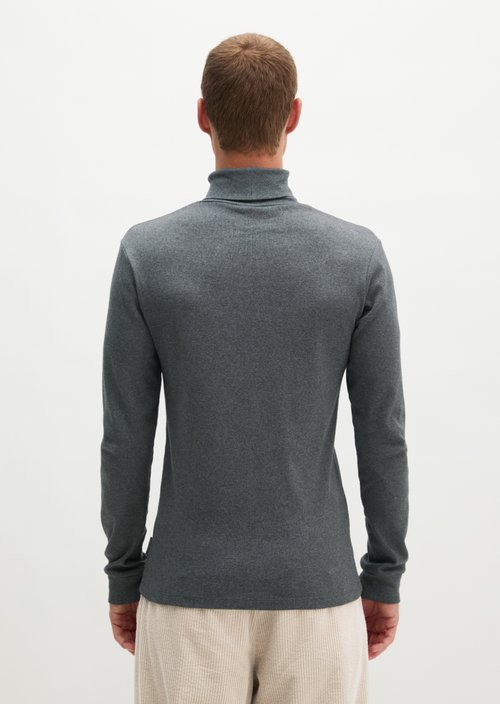 Turtleneck Long-Sleeve Shirt — Graphic Grey Melange