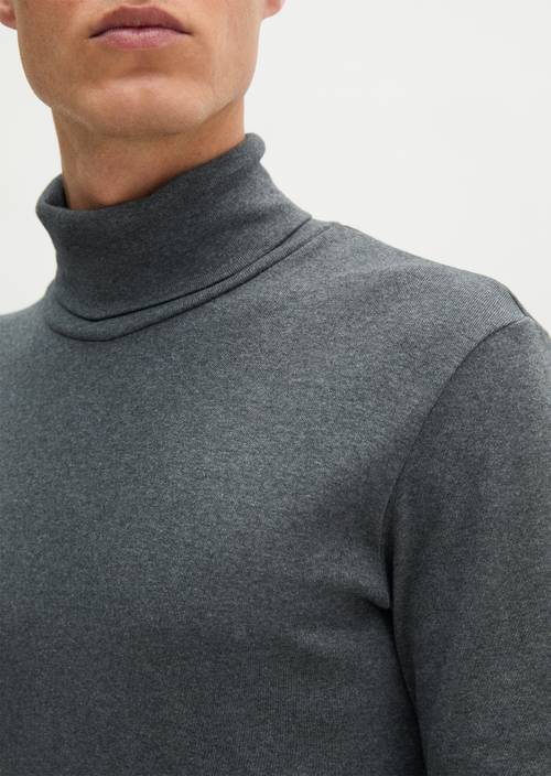 Rollkragen-Longsleeve Graphic Grey Melange in Detailansicht