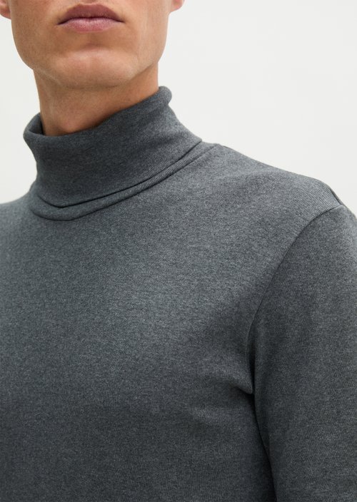 Turtleneck Long-Sleeve Shirt — Graphic Grey Melange
