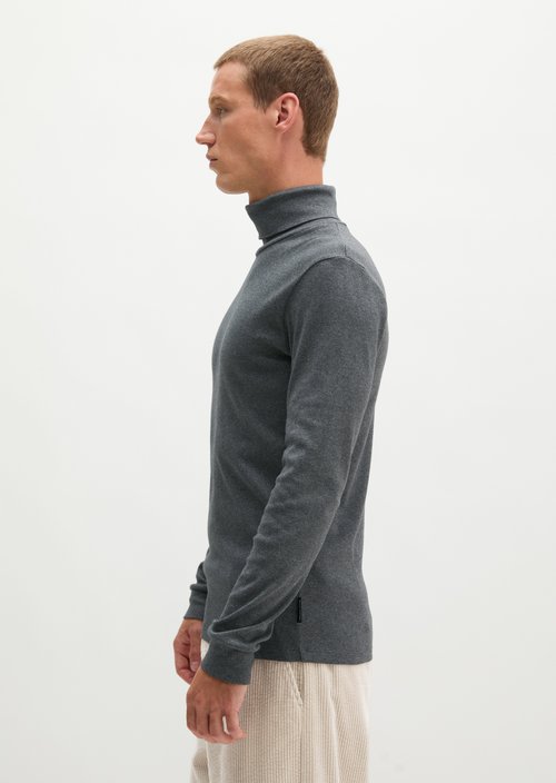 Turtleneck Long-Sleeve Shirt — Graphic Grey Melange