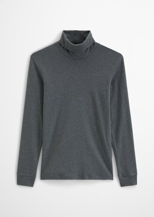 Turtleneck Long-Sleeve Shirt — Graphic Grey Melange