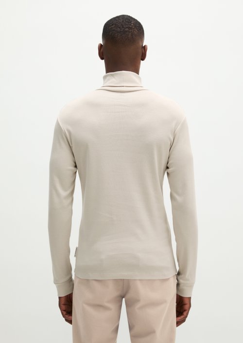 Turtleneck Long-Sleeve Shirt — Linen Beige (alternate view)