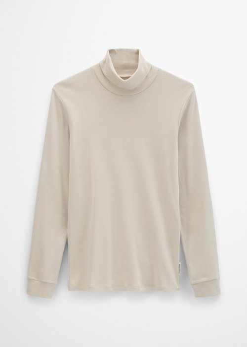 Turtleneck Long-Sleeve Shirt — Linen Beige