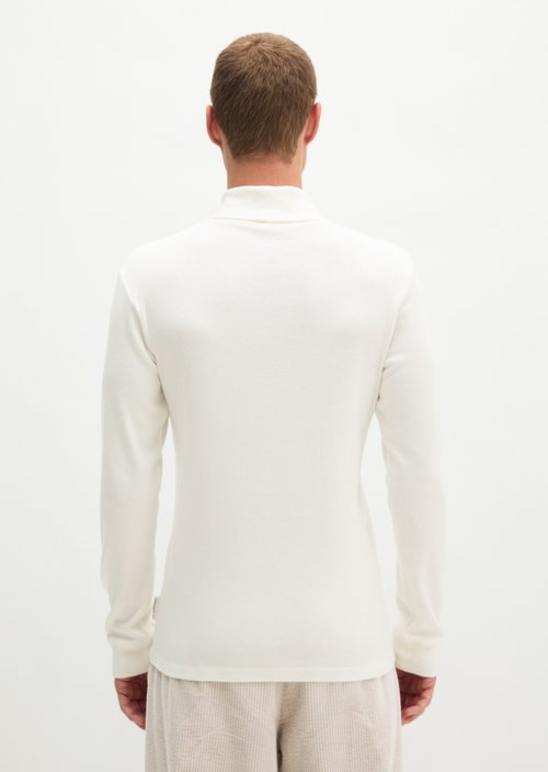 Turtleneck Long-Sleeve Shirt — White Cotton