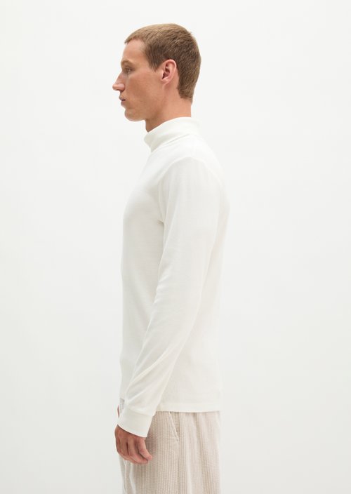 Turtleneck Long-Sleeve Shirt — White Cotton