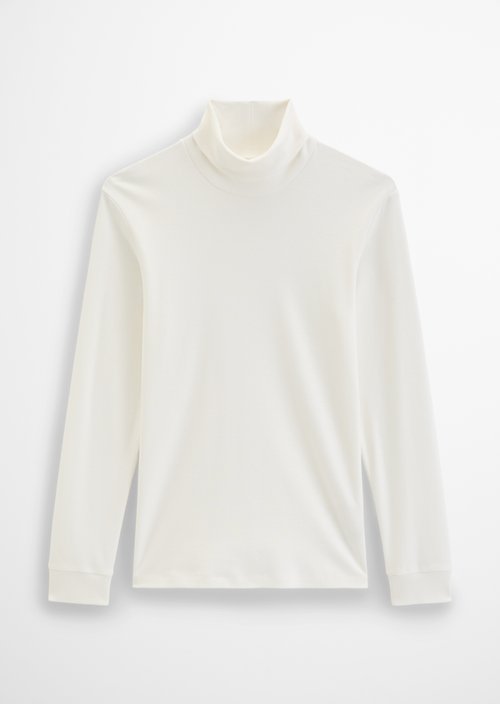 Turtleneck Long-Sleeve Shirt — White Cotton