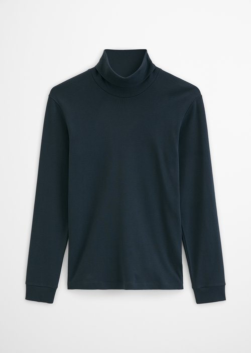 Turtleneck Long-Sleeve Shirt — Dark Navy