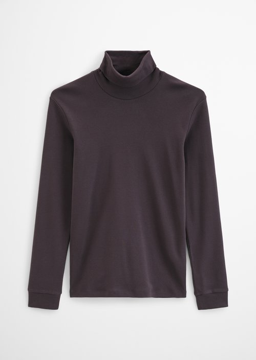 Turtleneck Long-Sleeve Shirt — Deep Mullberry