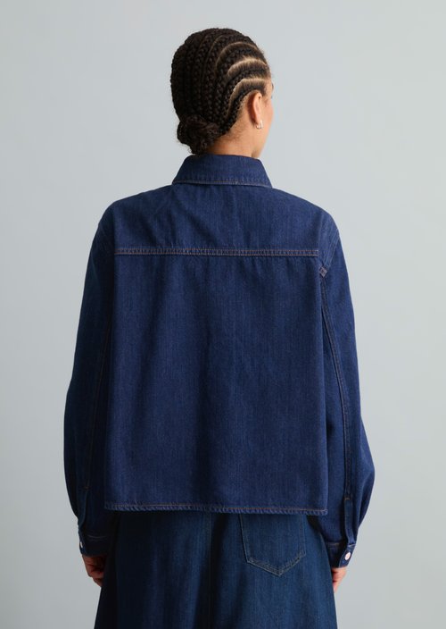 Cropped denim blouse — Dark Blue