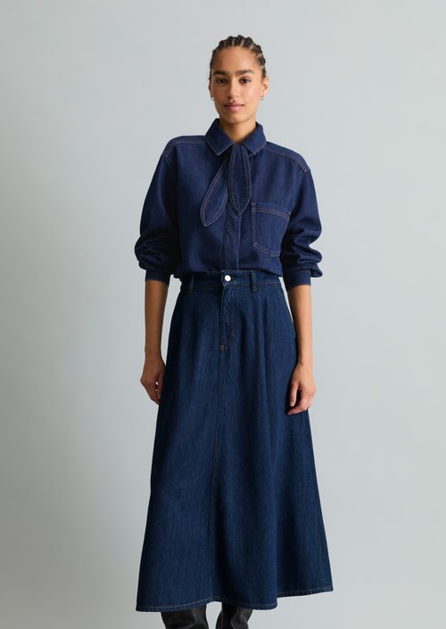 Cropped denim blouse — Dark Blue